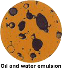 Oil and water emulsion